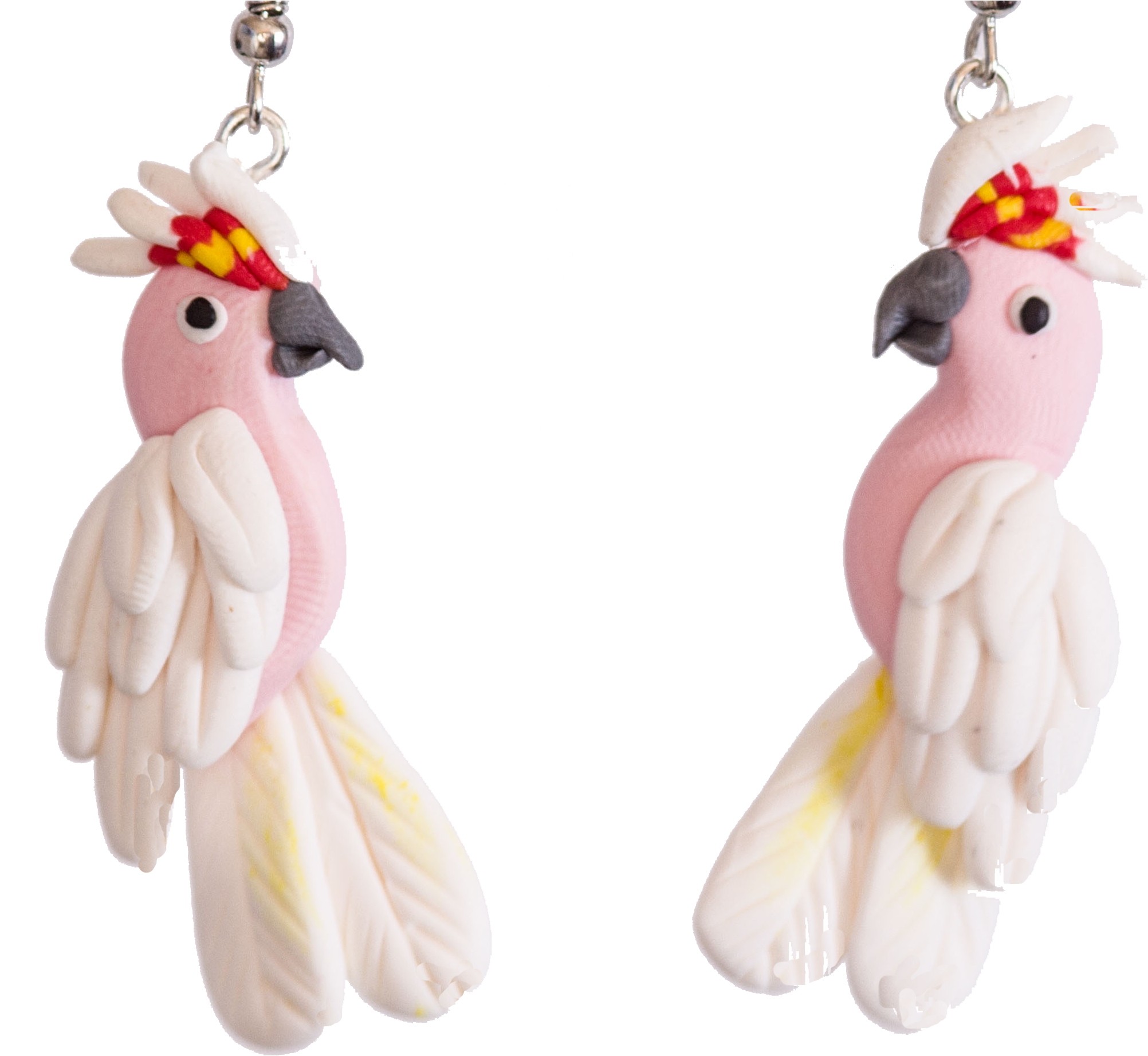 Pink Cockatoo Earrings PNG