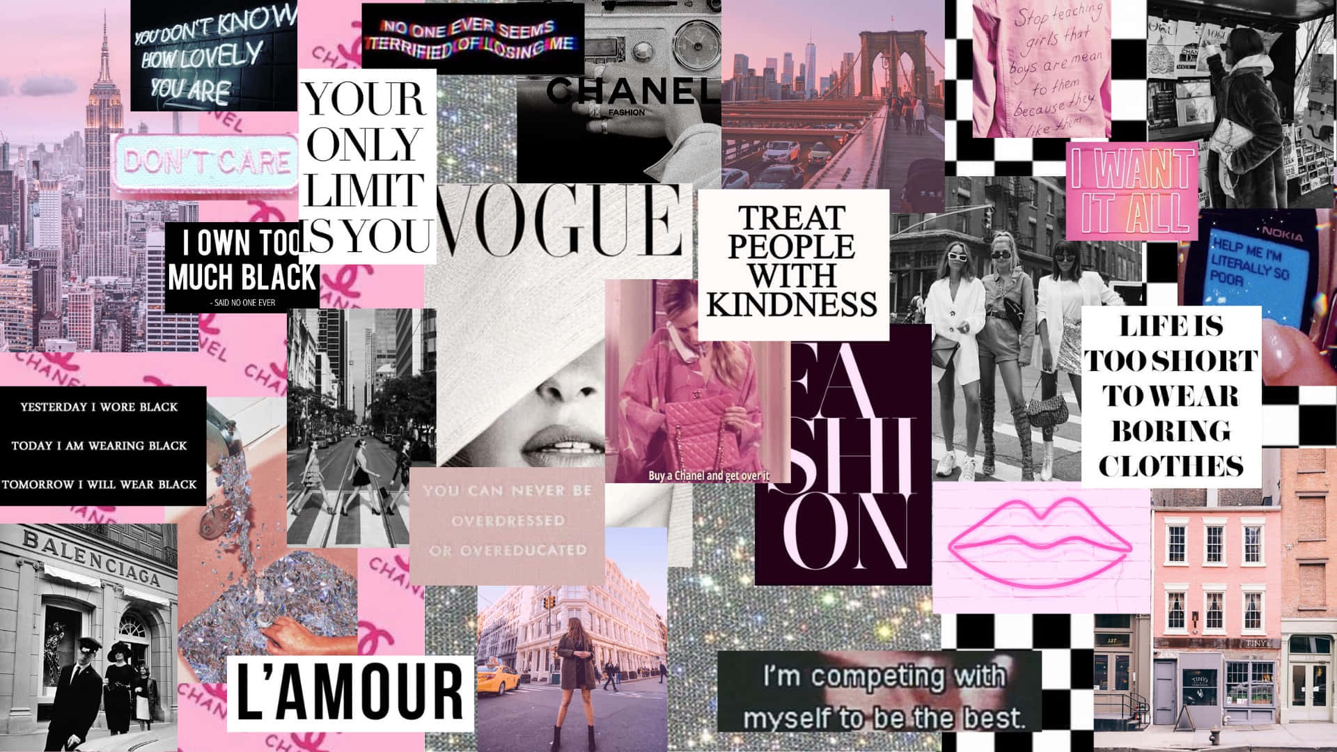 A Collage Of Photos Of People And Fashion Wallpaper