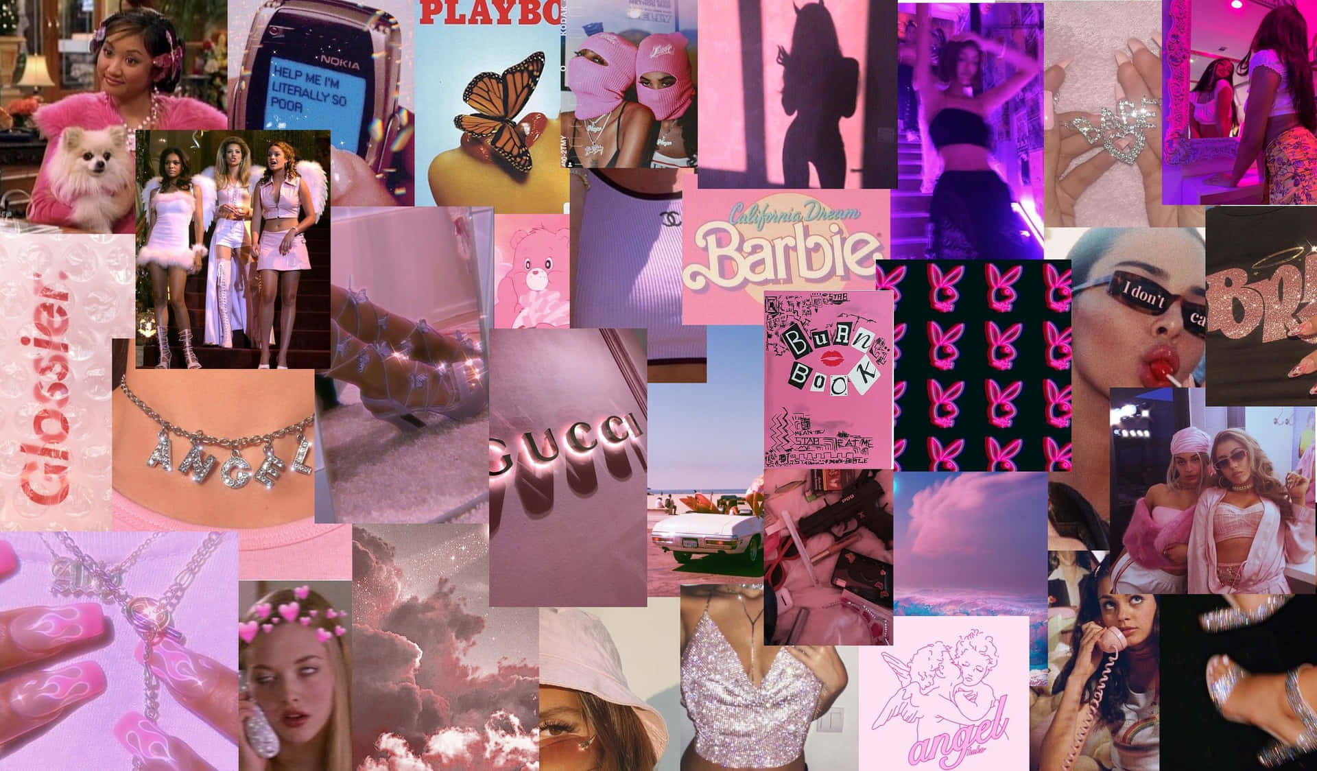 Pink Collage Barbie Girl Aesthetic Background Wallpaper