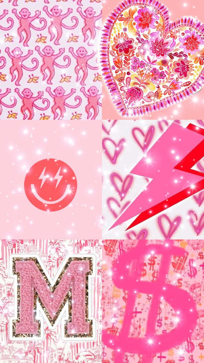 Pink Collage Aesthetic M Letter Wallpaper