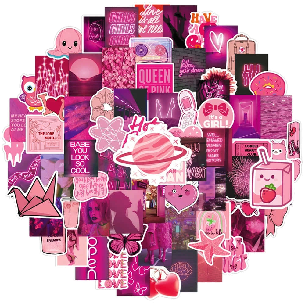 Pink Collage Aesthetic Preppy Girl Wallpaper