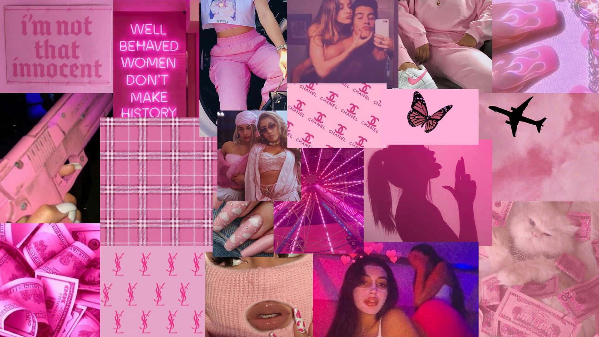 A Bright and Colorful Pink Collage Wallpaper