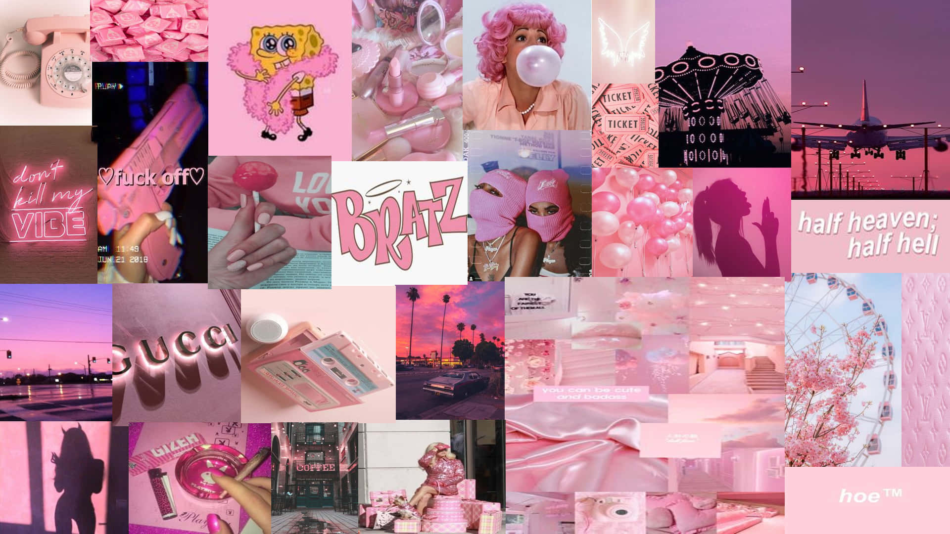 Modern pink collage desktop to spruce up your workspace. Wallpaper