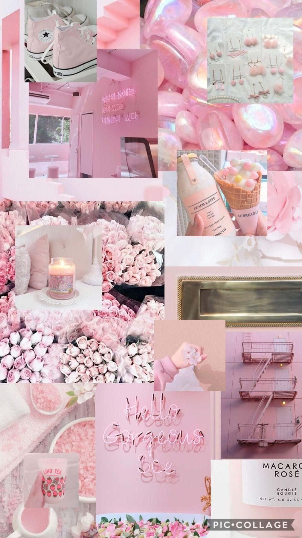 Pink And White Collage With A Lot Of Pink Decorations Wallpaper