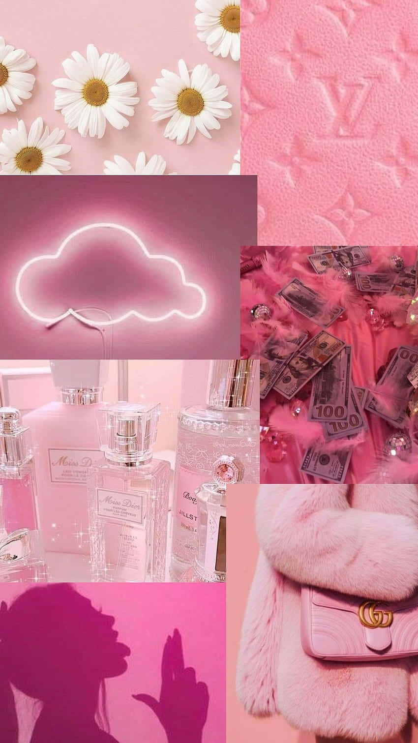Beautiful Pink Collage Desktop Wallpaper
