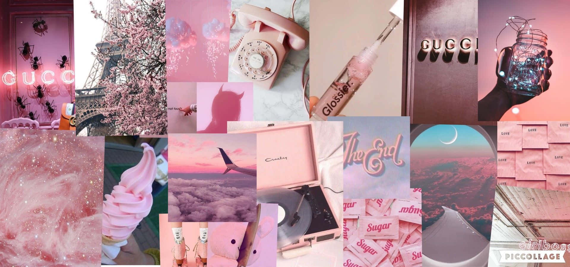 Pink Collage Desktop Wallpaper