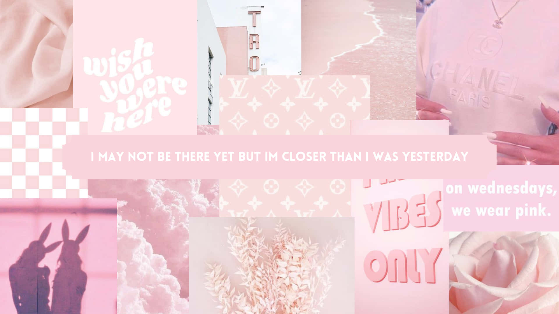 Pink And White Collage With A Pink Background Wallpaper