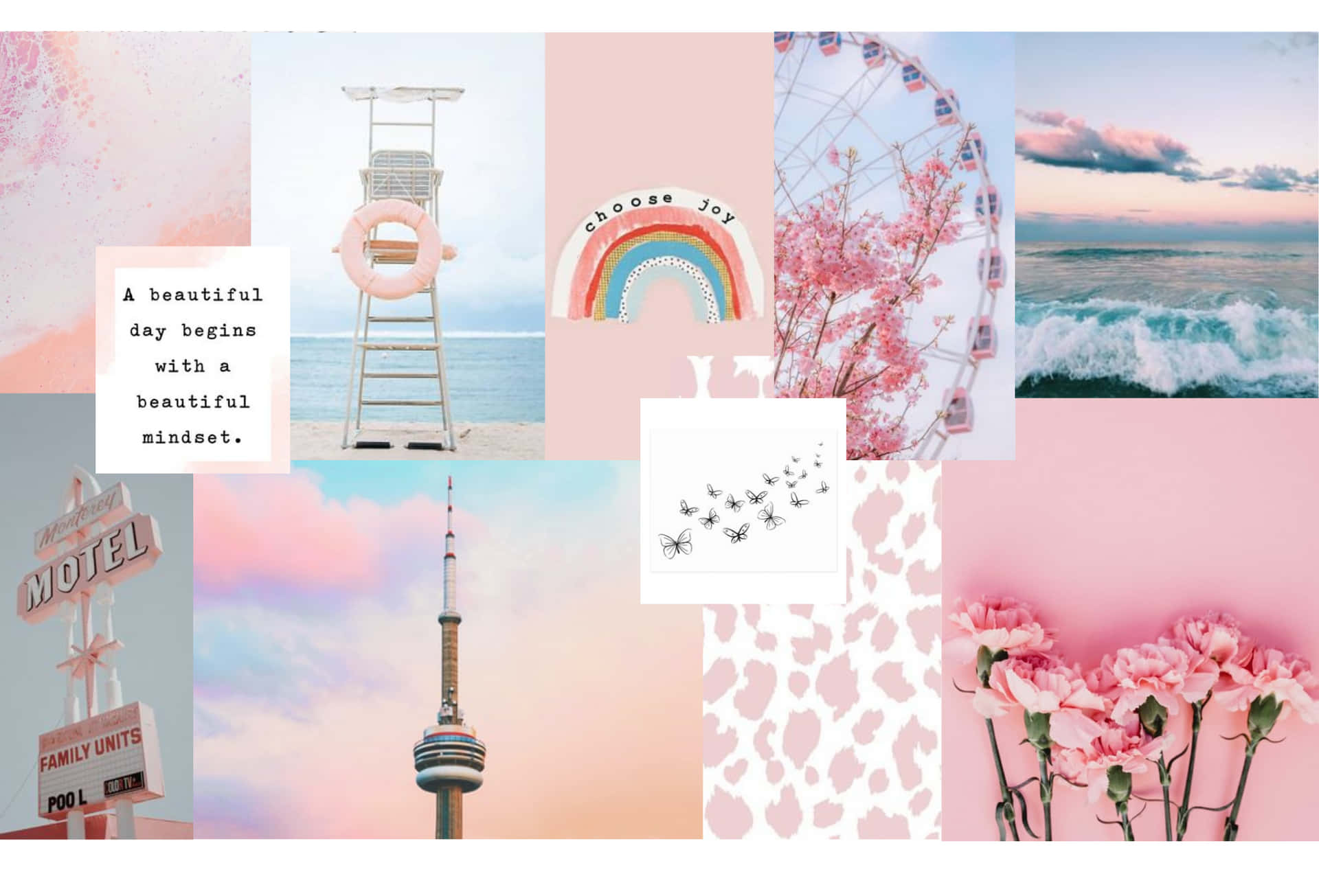 Aesthetic Pink Collage Desktop Wallpaper Wallpaper