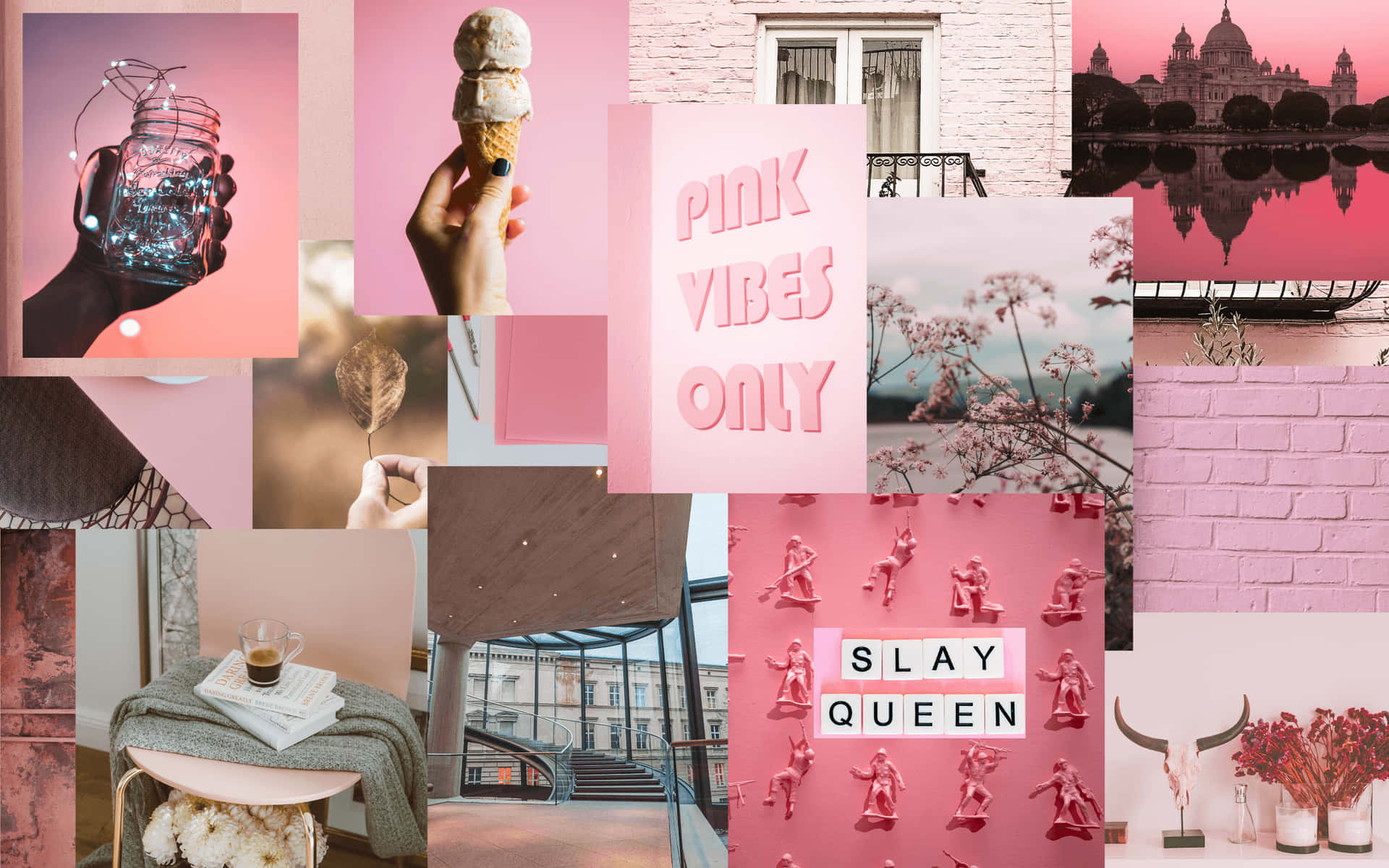 Pink Vibes Only - Collage Wallpaper