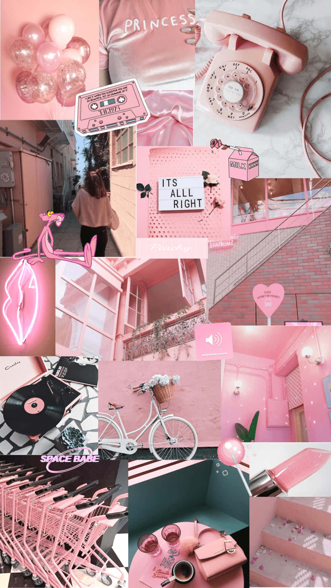 Creative Collage of Unique Pink Shades Wallpaper