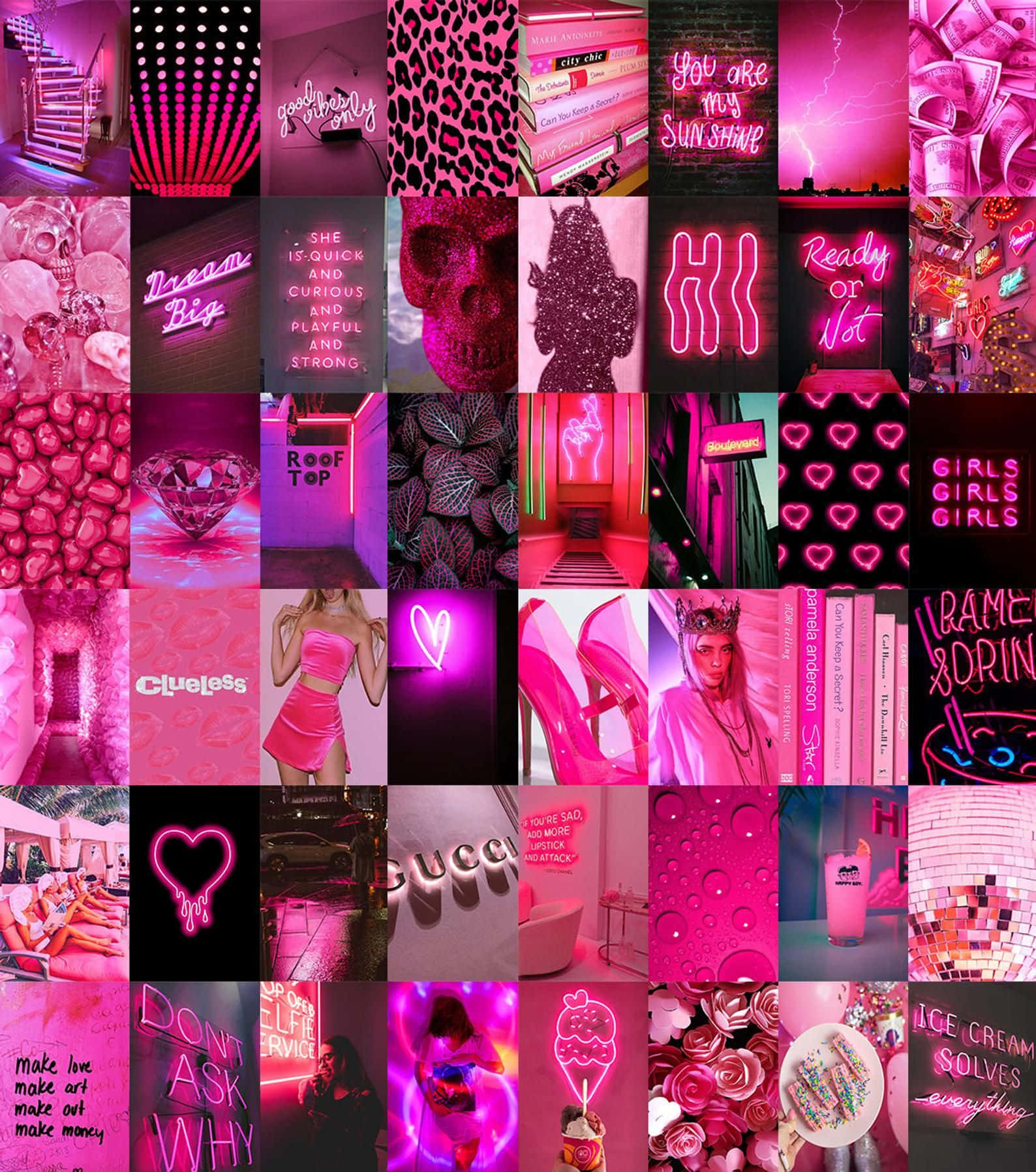 Pink Collage Neon Aesthetic Background Wallpaper