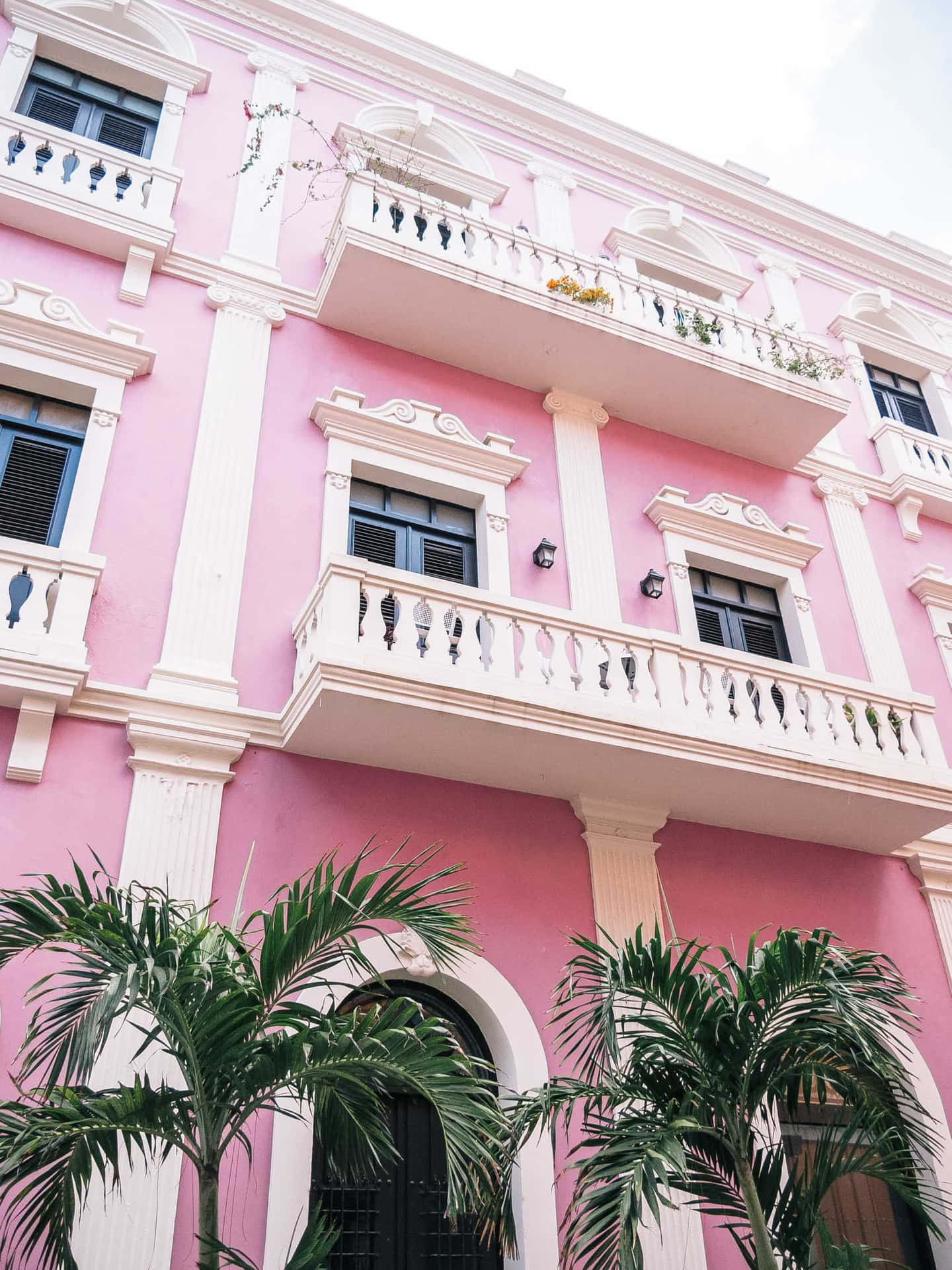 Roze Koloniale Architectuur Puerto Rico Achtergrond