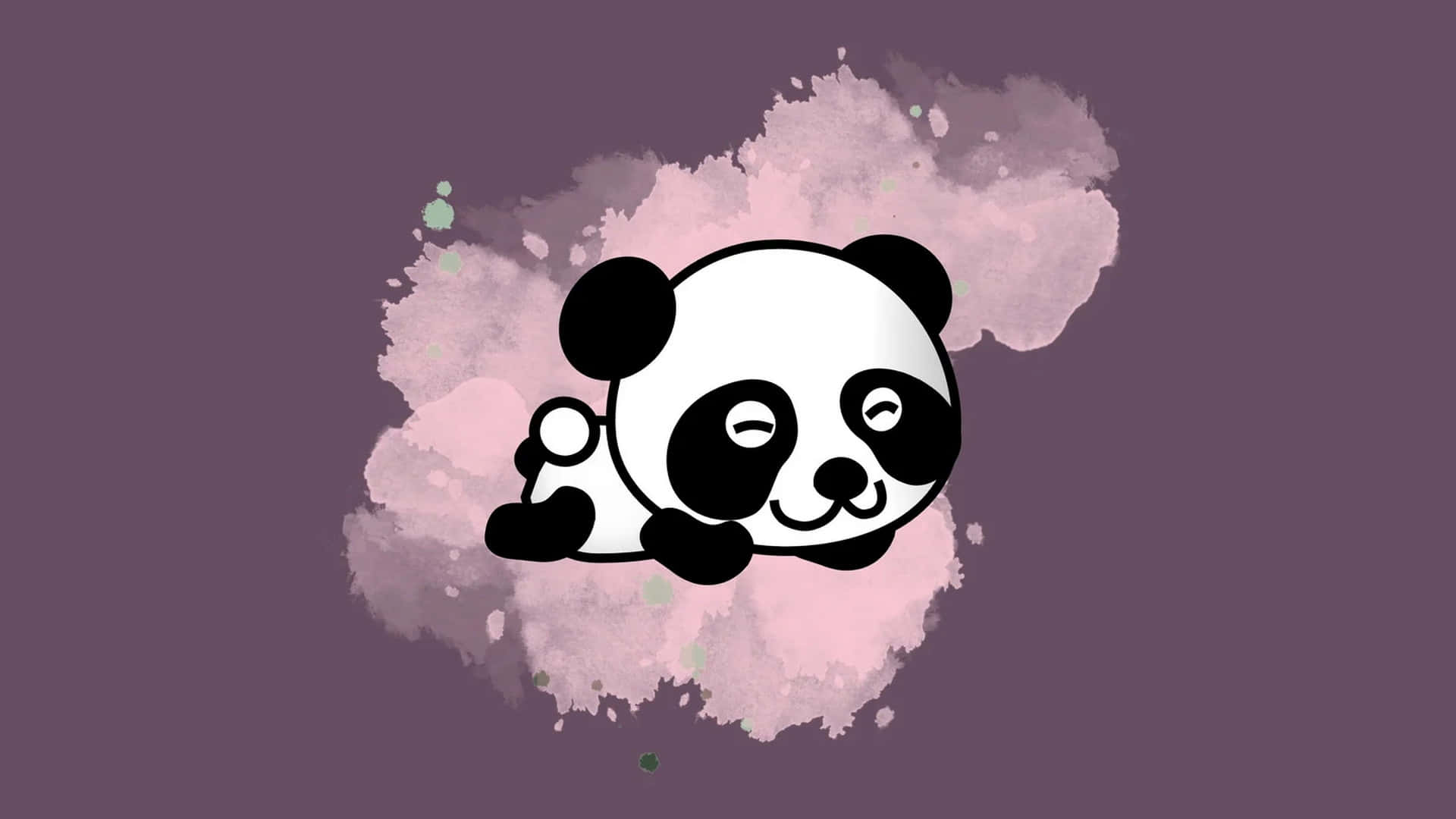 A Panda Bear Is Sitting On A Purple Background