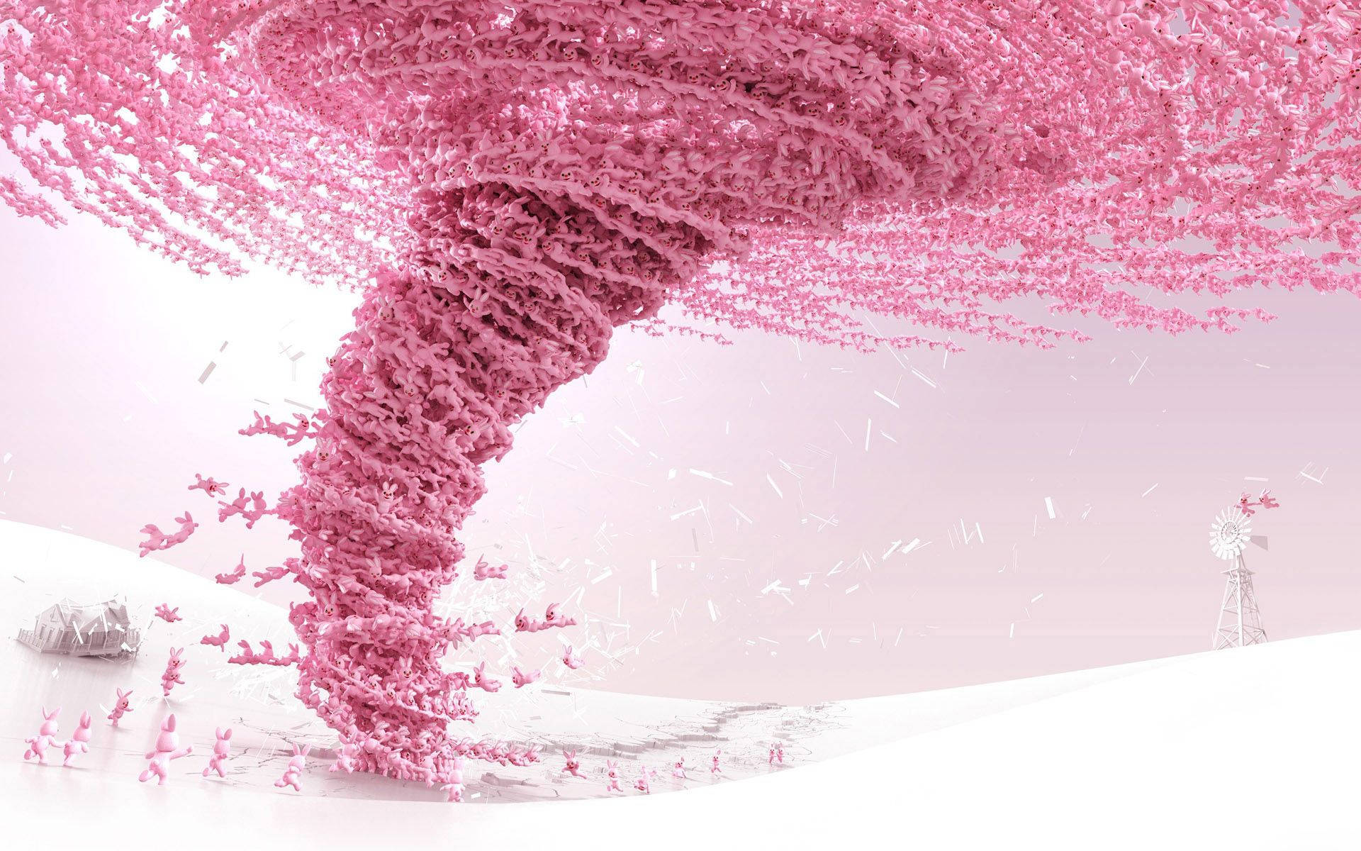 Pink Color Rabbit Tornado Wallpaper