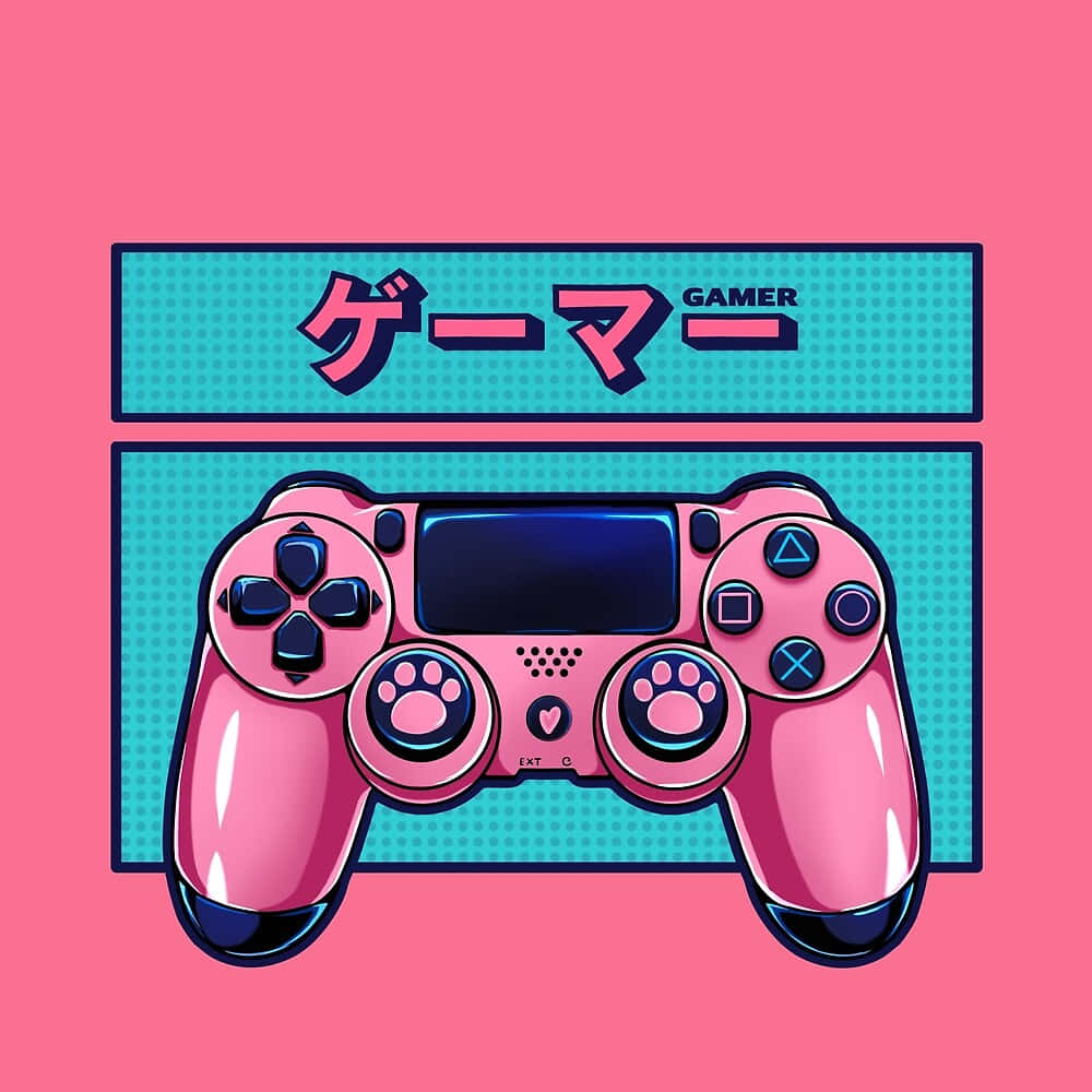 Pink Controller Cute Gamer Digital Art Wallpaper
