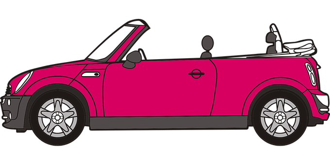 Pink Convertible Car Illustration PNG