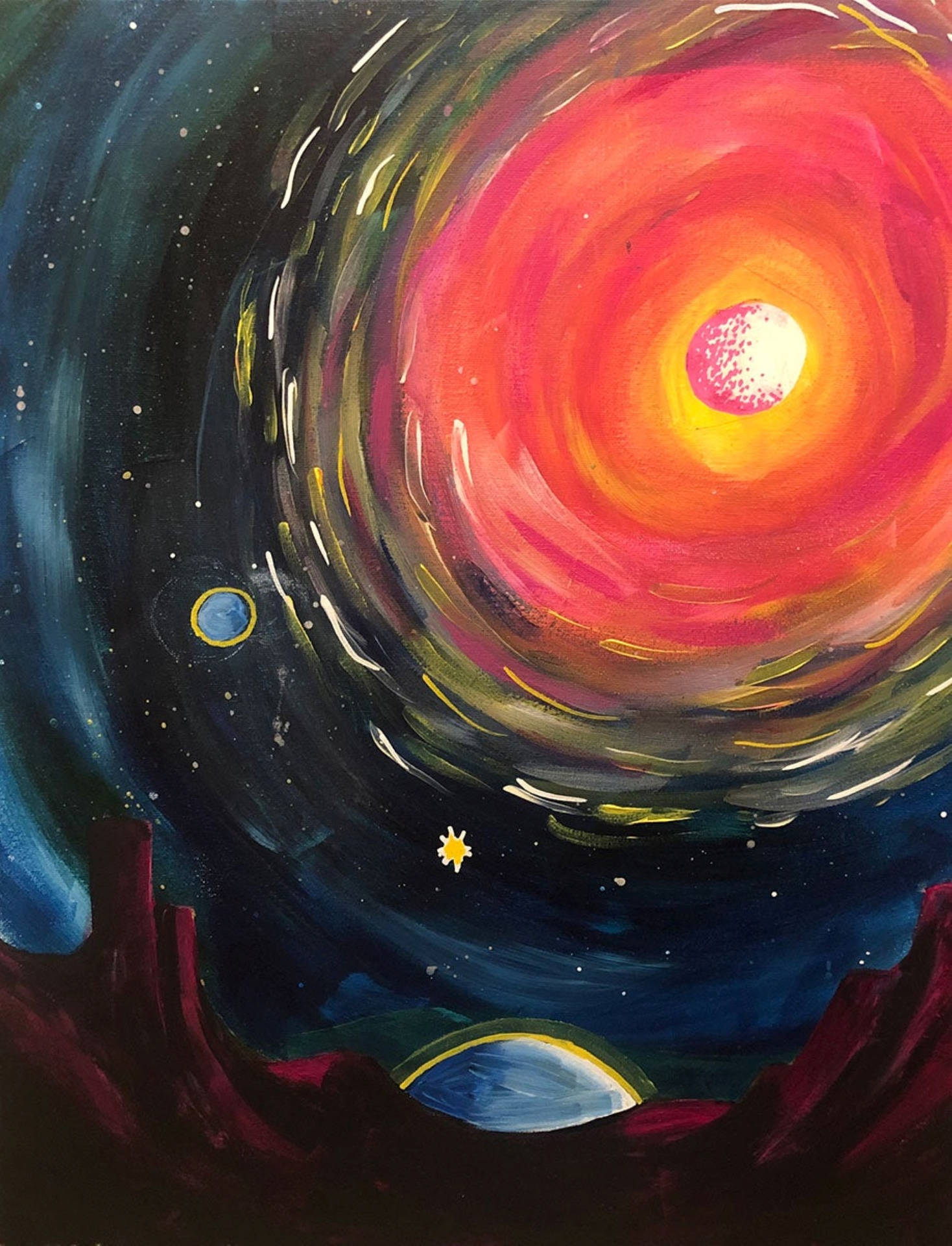 Pink Cosmos Painting