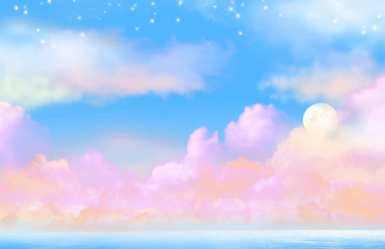 Et maleri af skyer og stjerner i himlen Wallpaper