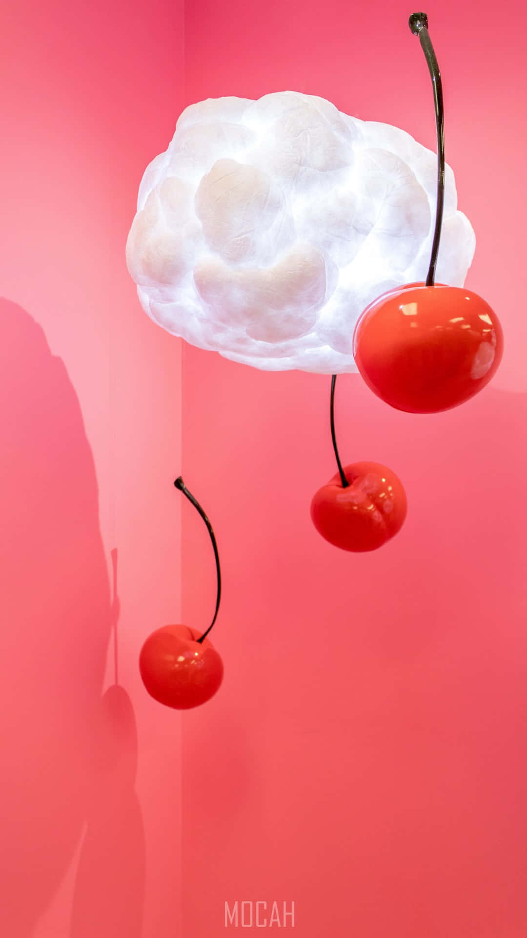Pink Cotton Candy With Cherries Wallpaper