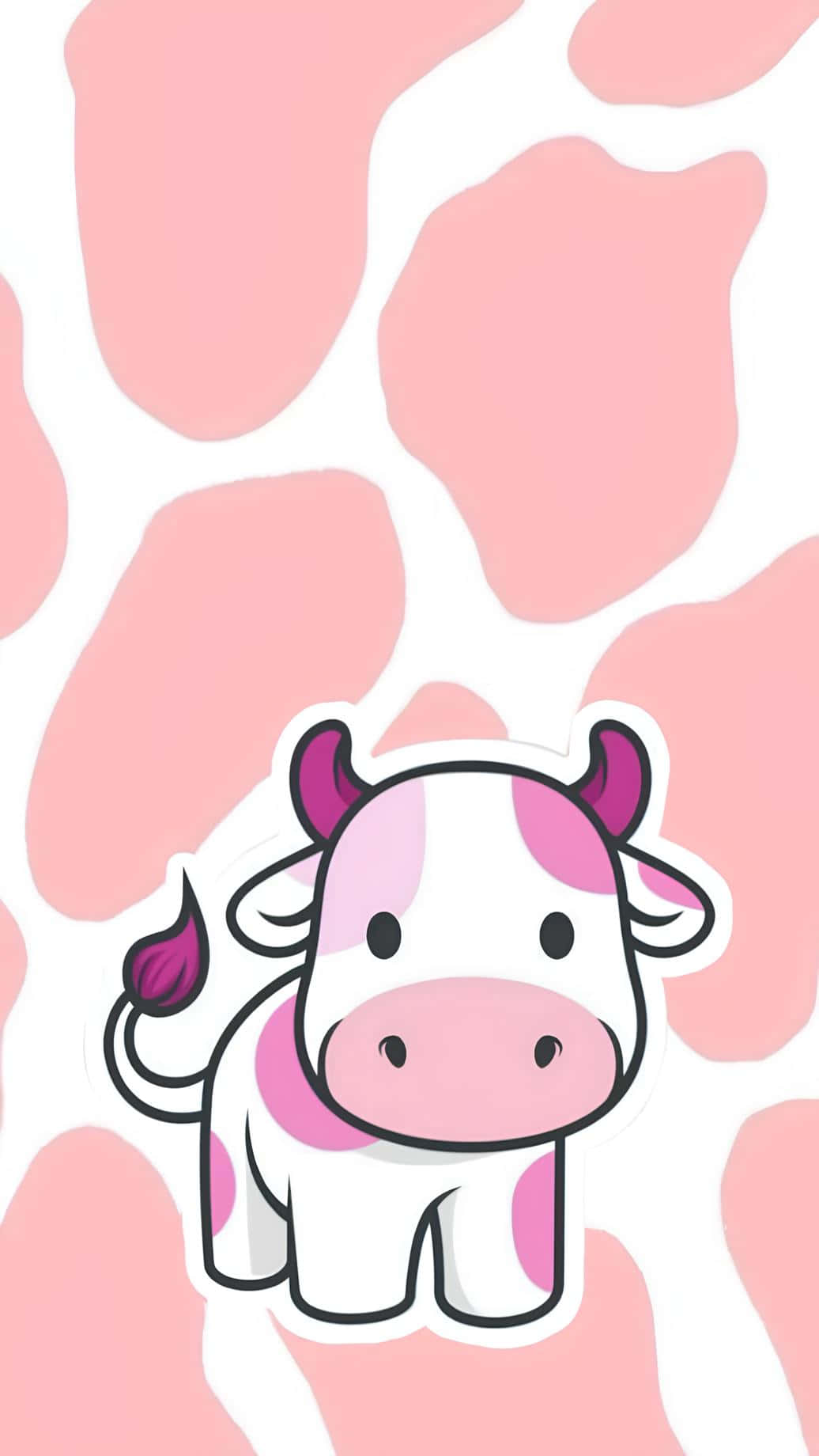 Download Pink Cow Pattern Cartoon Wallpaper | Wallpapers.com