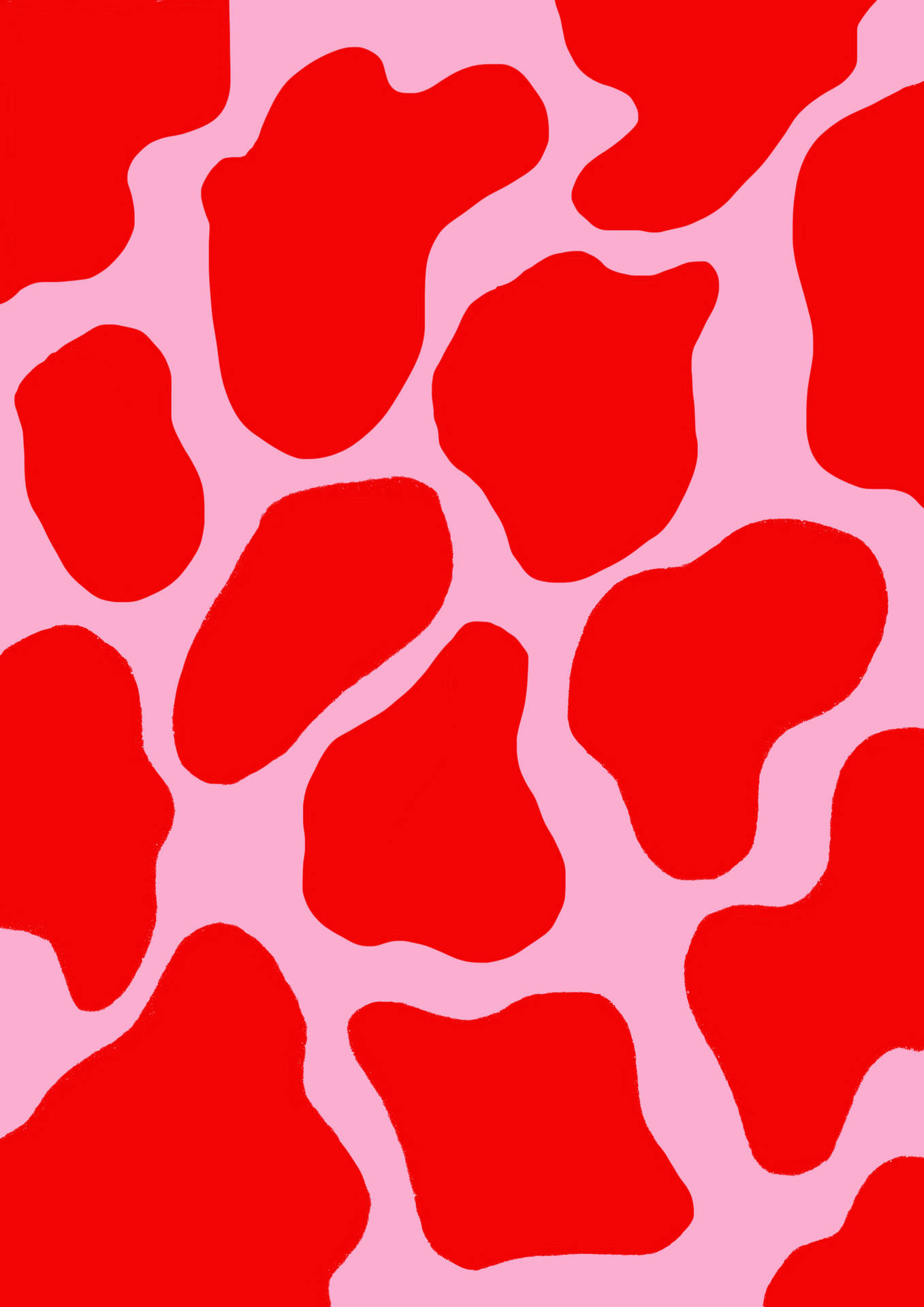Pink Cow Print Red Wallpaper