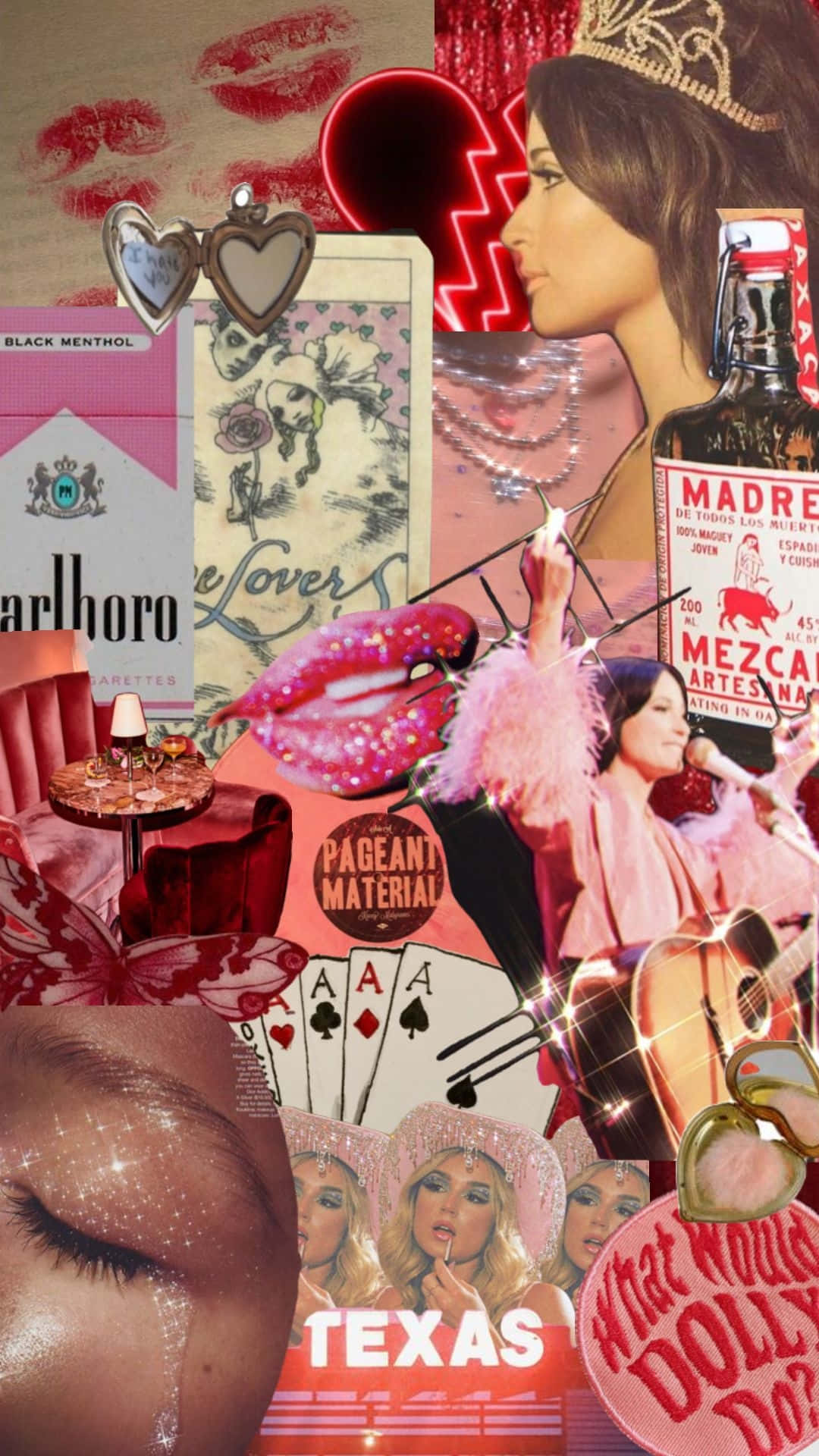 Pink Cowgirl Aesthetic Collage Wallpaper