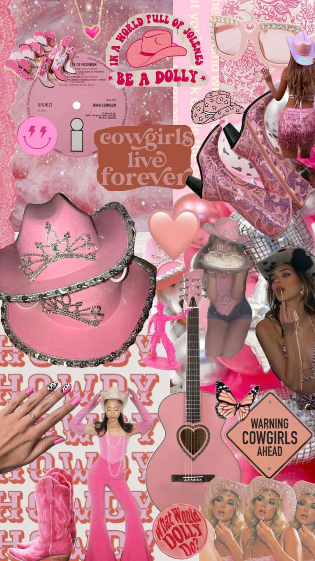 Pink Cowgirl Aesthetic Collage Wallpaper