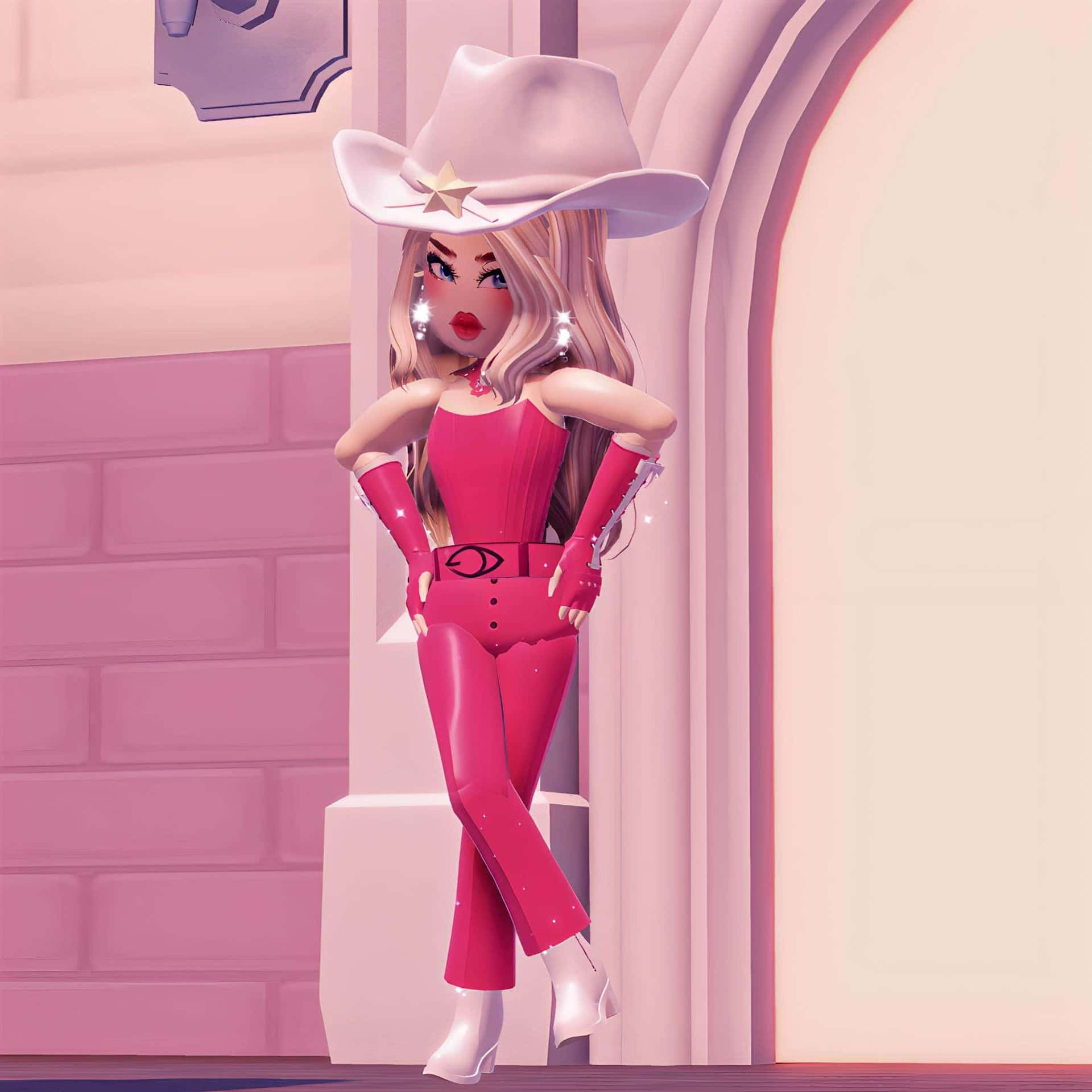 Pink Cowgirl Aesthetic Pose Wallpaper