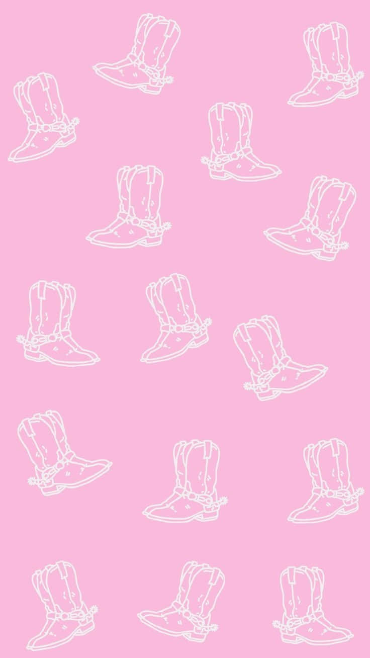 Pink Cowgirl Boots Pattern Wallpaper