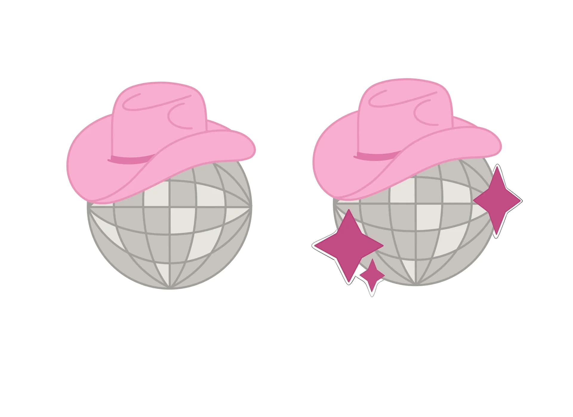 Pink Cowgirl Hat Disco Balls Wallpaper