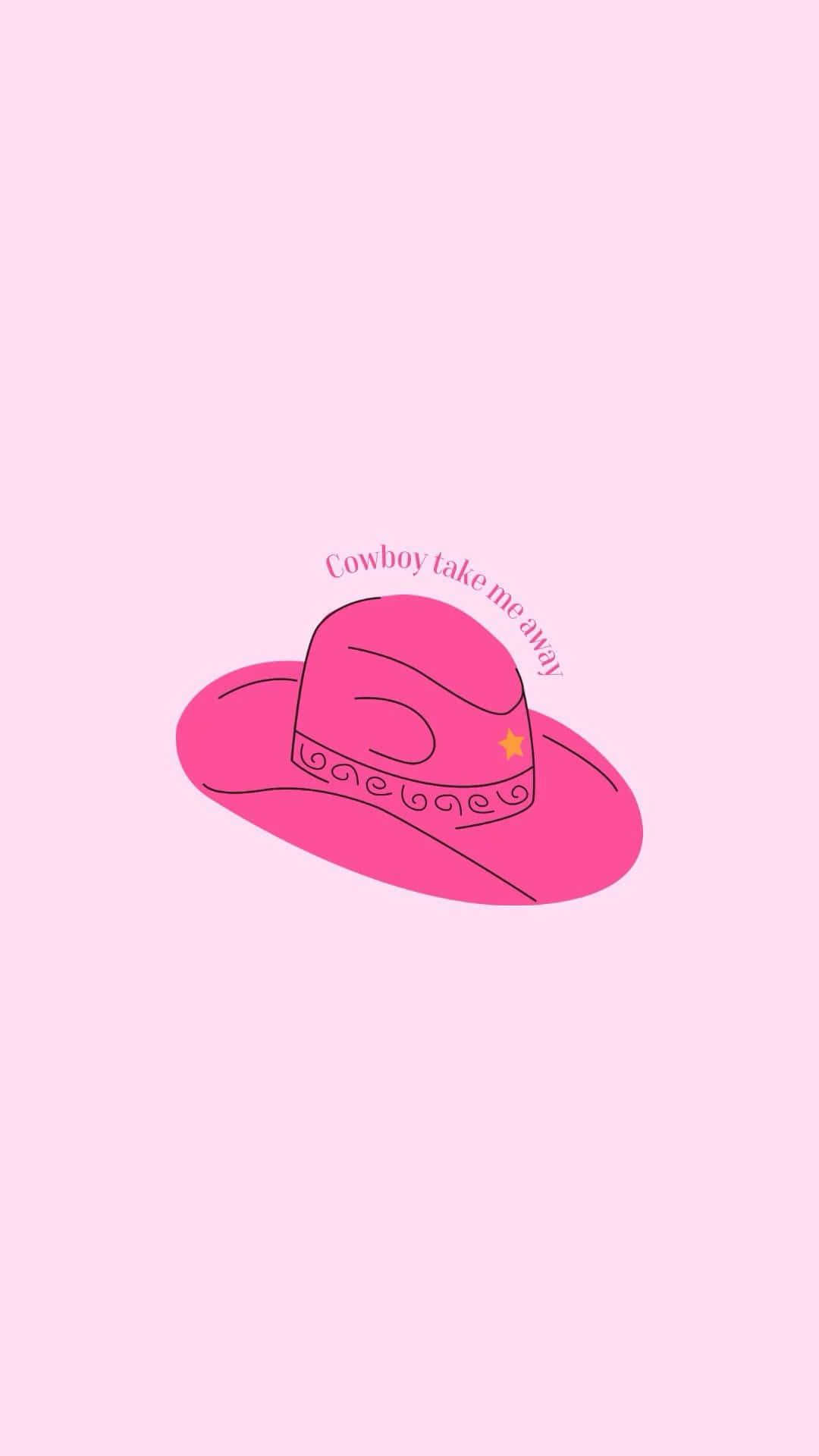 Pink Cowgirl Hat Illustration Wallpaper