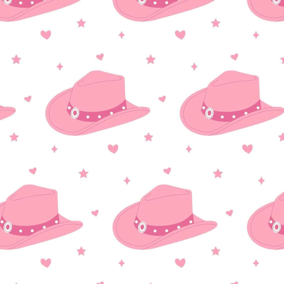 Pink Cowgirl Hat Pattern Wallpaper