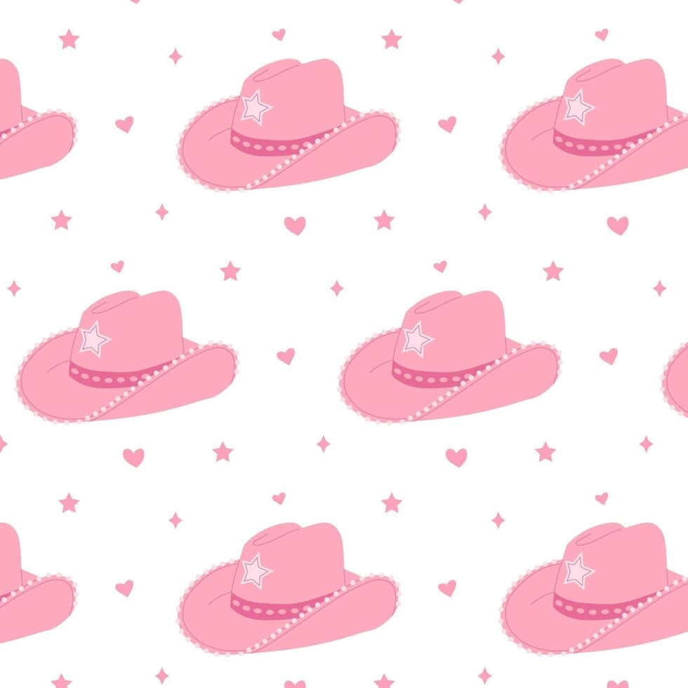Pink Cowgirl Hat Pattern Wallpaper