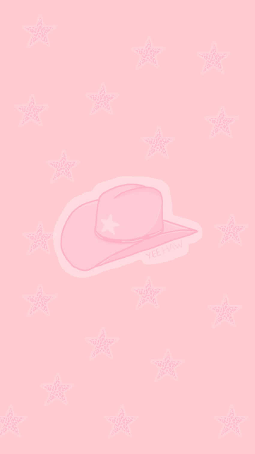 Pink Cowgirl Hat Stars Background Wallpaper