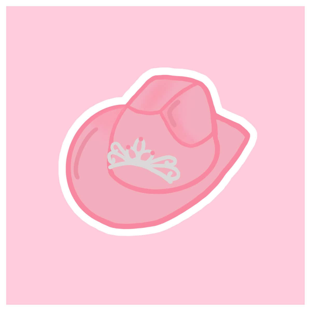 Pink Cowgirl Hat Sticker Wallpaper