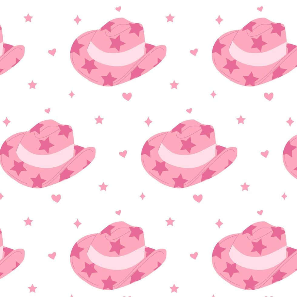 Pink Cowgirl Hats Pattern Wallpaper