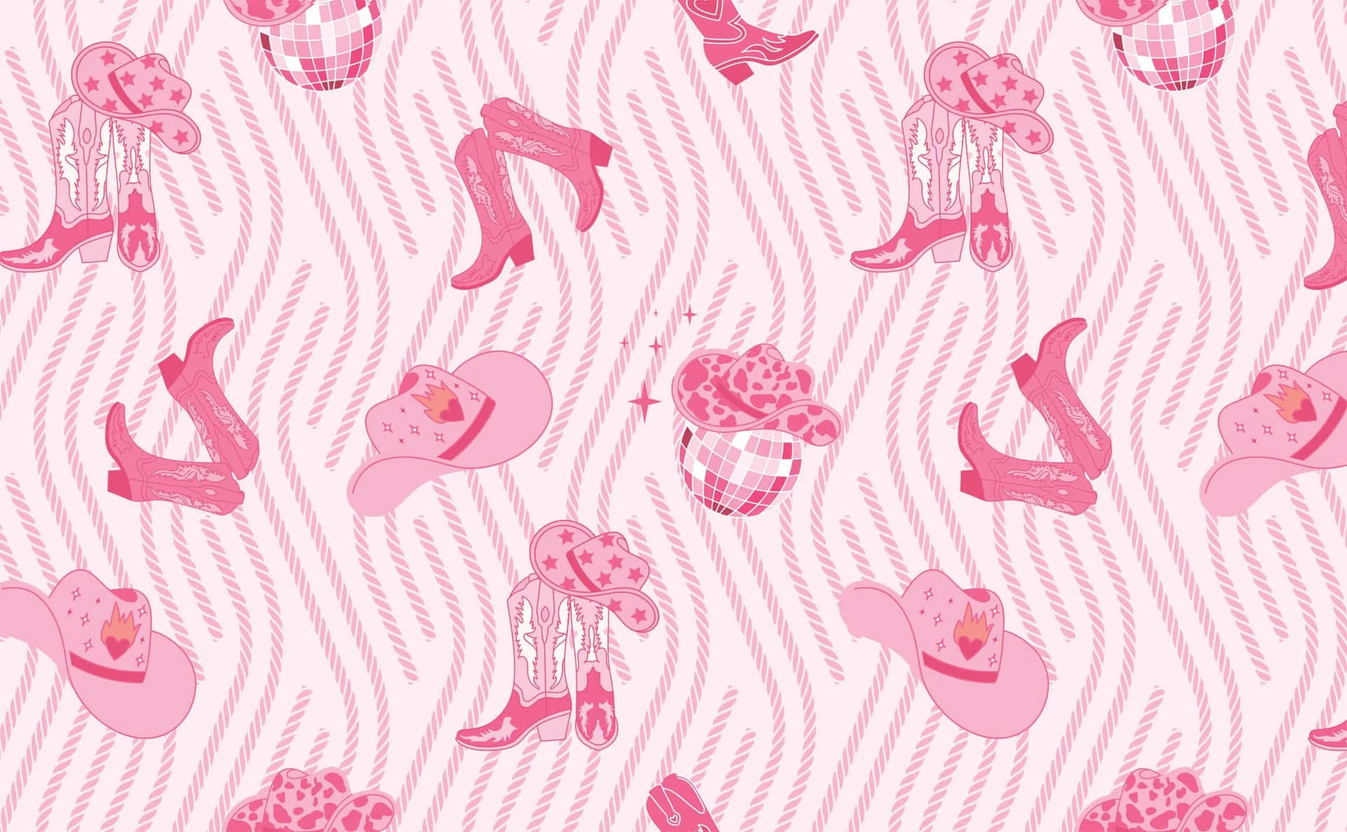 Pink Cowgirl Pattern Background Wallpaper
