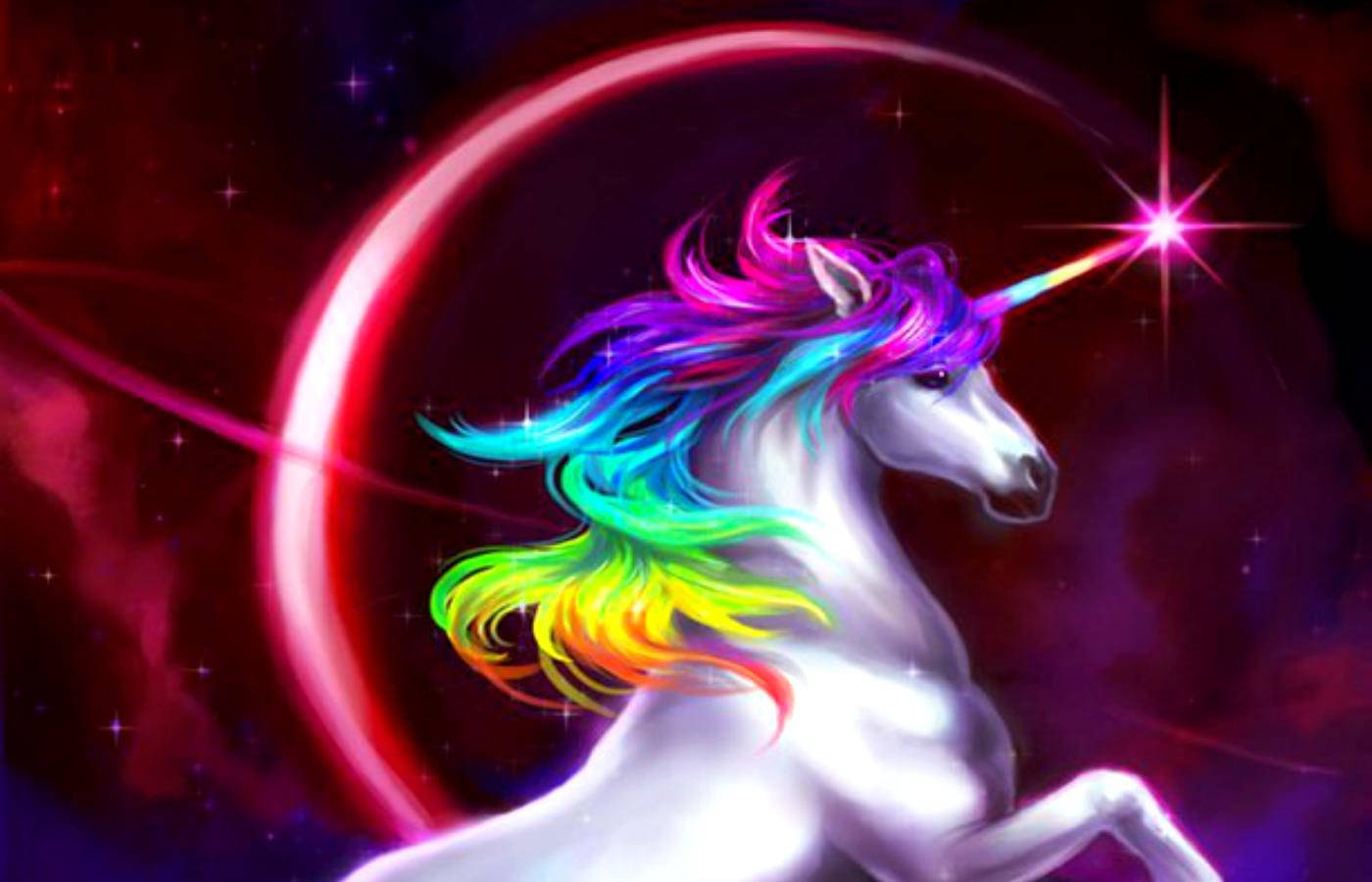 Pink Crescent Moon Rainbow Unicorn Wallpaper