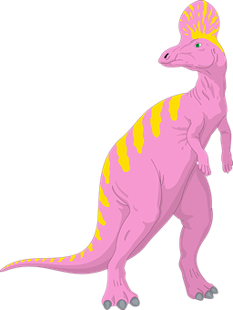 Pink Crested Dinosaur Illustration PNG