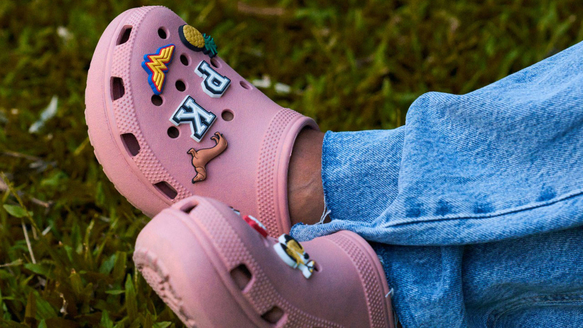Pink Crocs Footwear With Jibbitz Wallpaper
