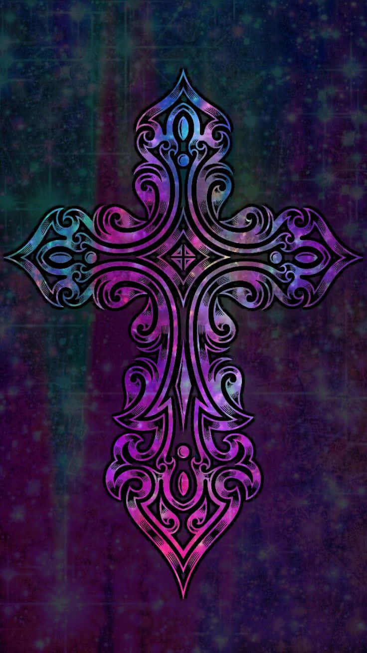 En pink religiøs kors til kristen tro. Wallpaper