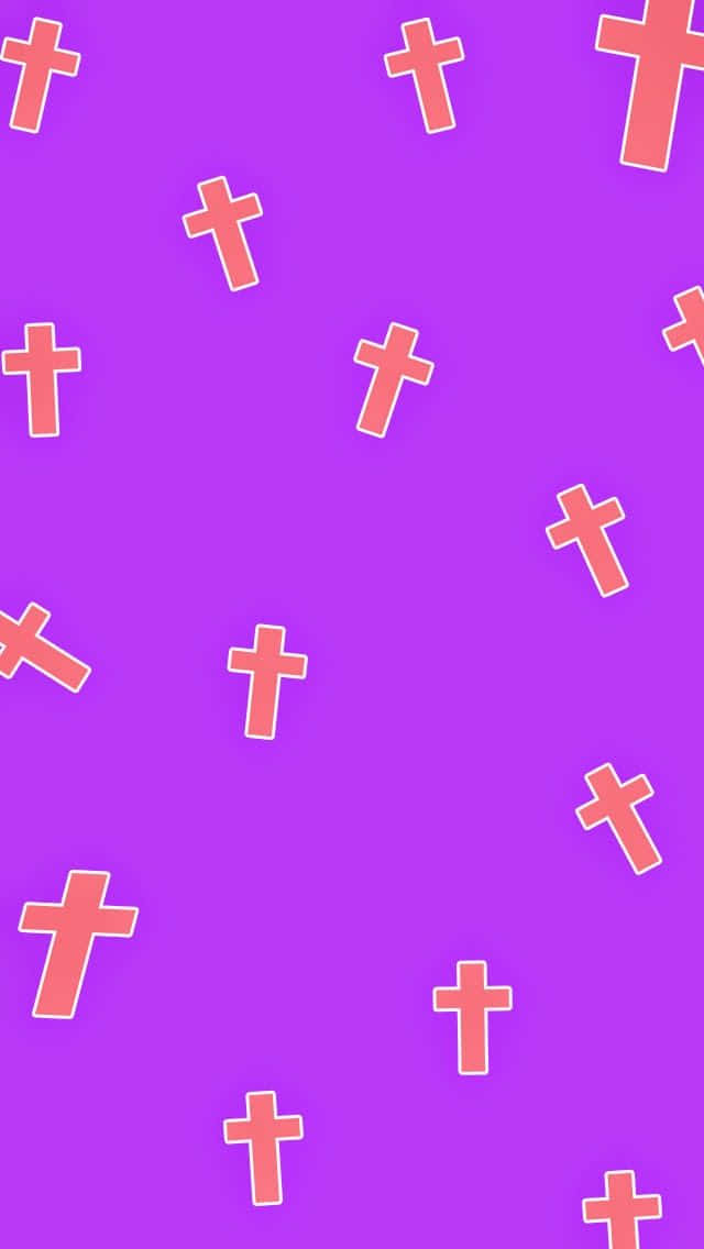 The beauty of faith and hope -- a pink cross against a blue sky Wallpaper