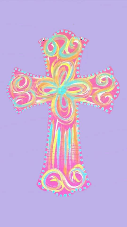 “A symbol of faith and hope - a pink cross” Wallpaper