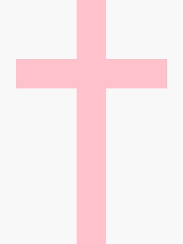 A symbol of hope and faith: a pink cross in a field of daisies Wallpaper