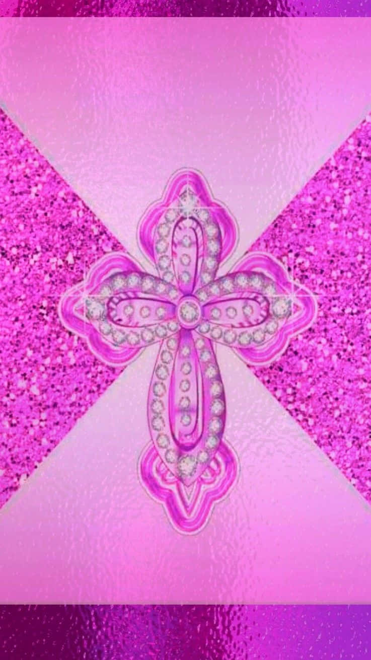 Et enkelt Pink Cross som et symbol på tro, håb og kærlighed. Wallpaper