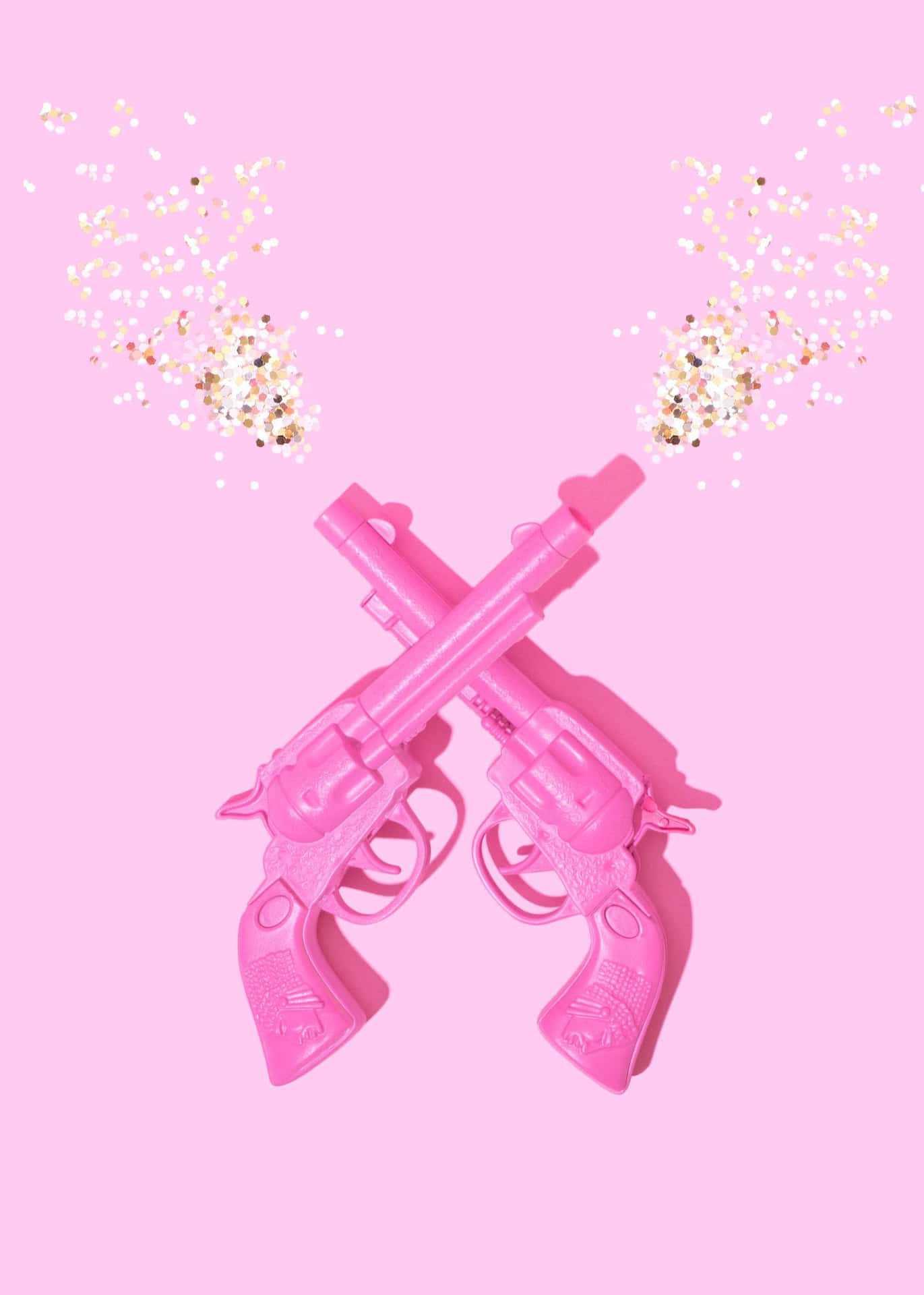 Pink Crossed Pistolswith Sparkles Wallpaper