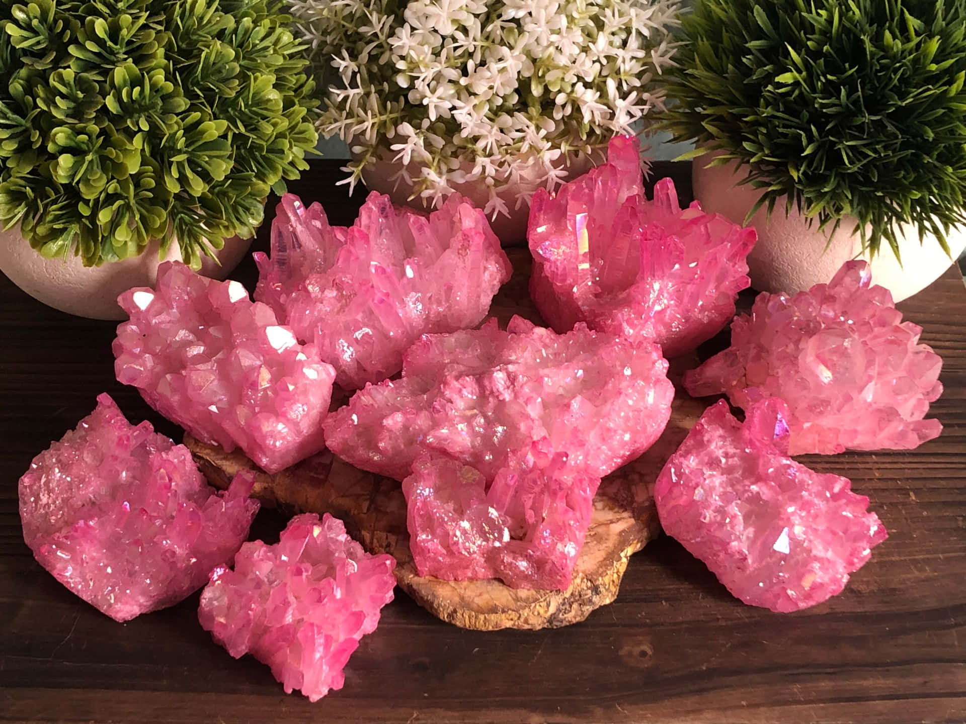 Elegant Pink Crystal Quartz Cluster Wallpaper