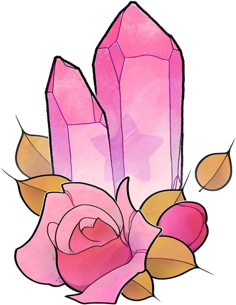Pink Crystal Rose Tattoo Design PNG