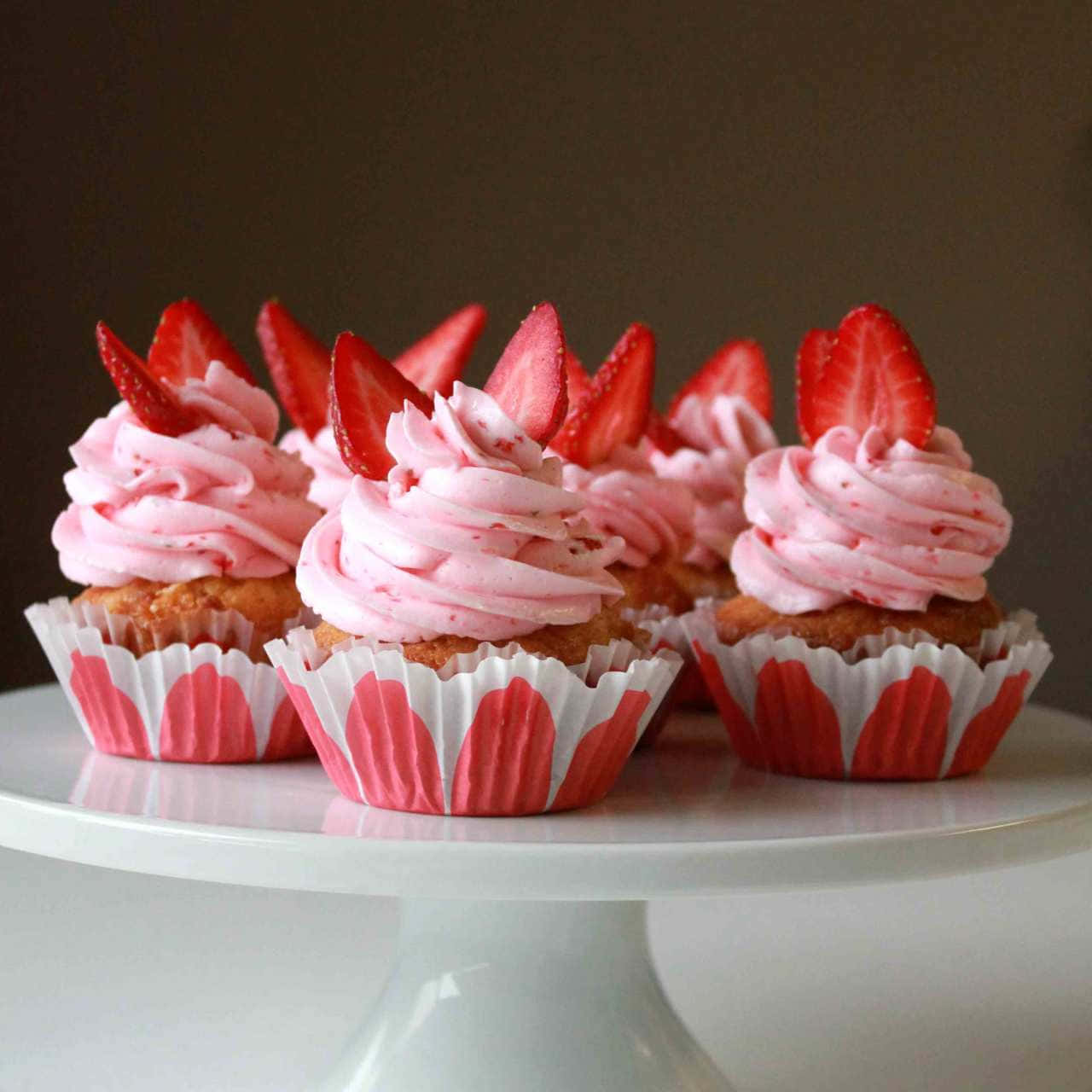 Roze Cupcakes In Tentoonstelling Achtergrond