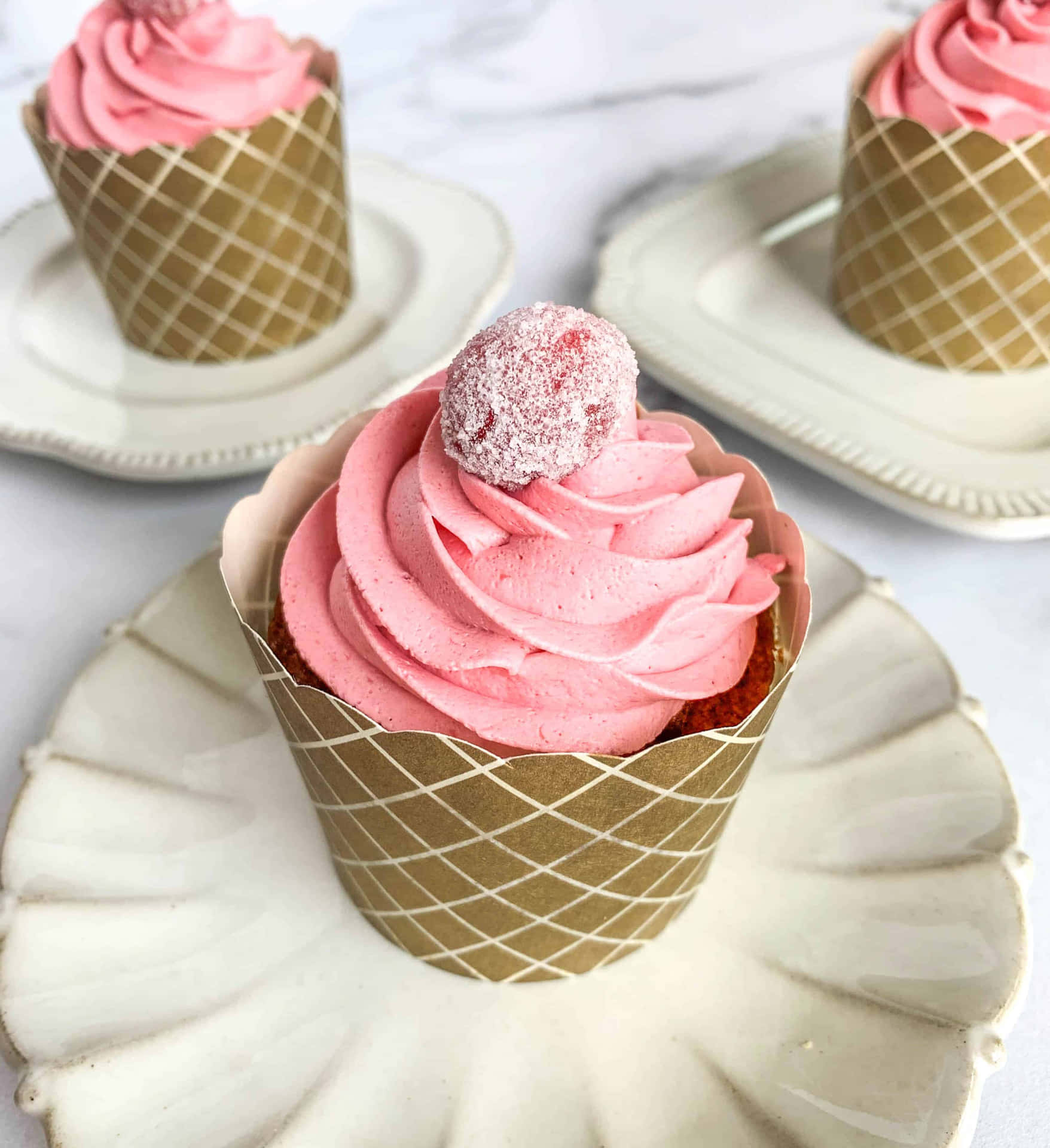 Delicious Pink Cupcakes Wallpaper